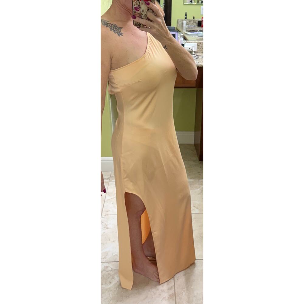 The Drop NWT slip dress one shoulder Maxi $68 S Pela Banana color light orange - Picture 3 of 10